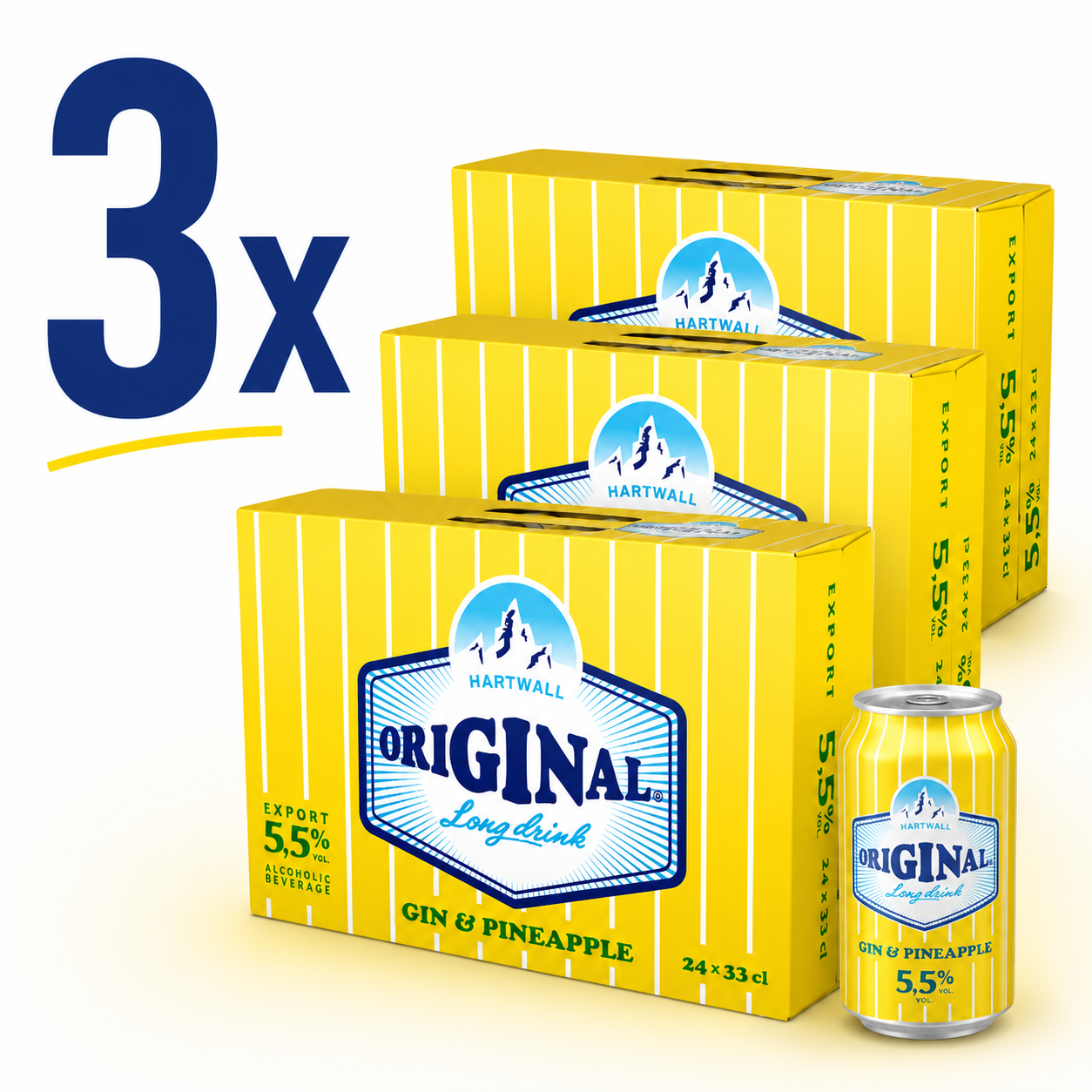 3 X Hartwall Pineapple 5,5% 24x33cl
